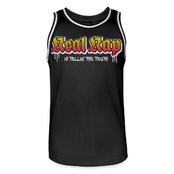 Real Rap - Men's Basketball Jersey - black/white - Front - AI Model Male 185 dark (185cm)
