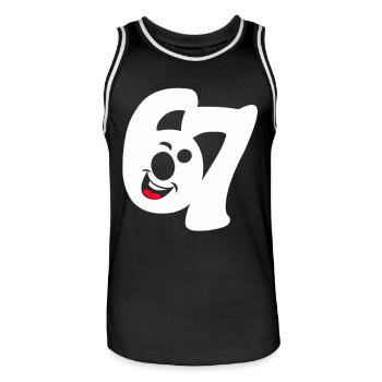 six seven | Zahlenduo 6 und 7 | Fröhliches Gesicht - Männer Basketball-Trikot - Schwarz/Weiß - Vorne - AI Model Male 185 dark (185cm)