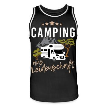 Camping aus Leidenschaft mit Wohnwagen in Natur - Männer Basketball-Trikot - Schwarz/Weiß - Vorne - AI Model Male 185 dark (185cm)
