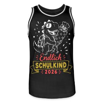 Endlich Schulkind 2026 Dino - Männer Basketball-Trikot - Schwarz/Weiß - Vorne - AI Model Male 185 dark (185cm)