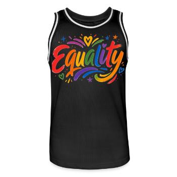 T-shirt arc-en-ciel Égalité Fierté CSD - Maillot de basket Homme - noir/blanc - Devant - AI Model Male 185 dark (185cm)