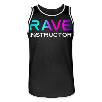 Rave Instructor-EDM Festival Raver Daddy Fathers  - Men's Basketball Jersey - black/white - Front - AI Model Male 185 dark (185cm)