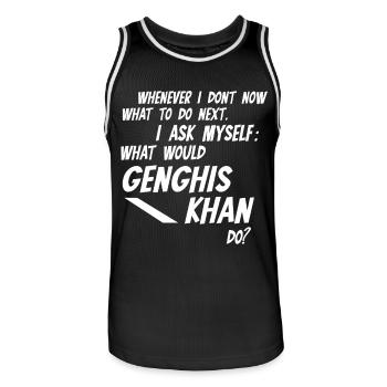 Chaque fois que je ne sais pas ce que Gengis Khan ferait - Maillot de basket Homme - noir/blanc - Devant - AI Model Male 185 dark (185cm)