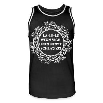 La Le Lu wenn dich einer nervt schlag zu - Männer Basketball-Trikot - Schwarz/Weiß - Vorne - AI Model Male 185 dark (185cm)