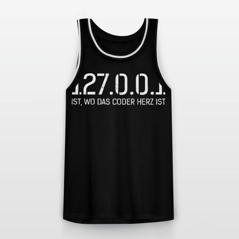 Science Coder 127.0.0.1 IST. WO CODER HERZ IST Männer Basketball-Trikot