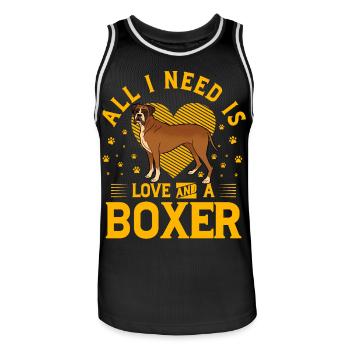 All I need is love and a Boxer - Männer Basketball-Trikot - Schwarz/Weiß - Vorne - AI Model Male 185 dark (185cm)
