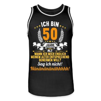 Ich bin 50 Jahre alt 50 Geburtstag - Männer Basketball-Trikot - Schwarz/Weiß - Vorne - AI Model Male 185 dark (185cm)