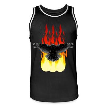 Raven Fire Occult Spiritual Ritual Satan Horror - Men's Basketball Jersey - black/white - Front - AI Model Male 185 dark (185cm)
