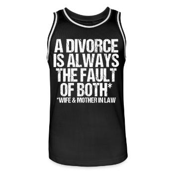Le divorce est une faute de l’épouse et de la belle-mère - Maillot de basket Homme - noir/blanc - Devant - AI Model Male 185 dark (185cm)