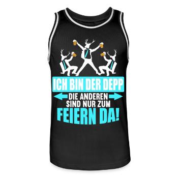 Junggesellenabschied Poltern Polterabend JGA - Männer Basketball-Trikot - Schwarz/Weiß - Vorne - AI Model Male 185 dark (185cm)
