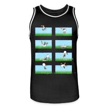 Landender Cartoon Albatros - Männer Basketball-Trikot - Schwarz/Weiß - Vorne - AI Model Male 185 dark (185cm)