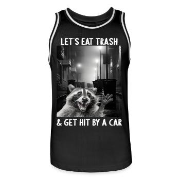 Lets eat Trash and get hit by a Car Raccoon - Men's Basketball Jersey - black/white - Front - AI Model Male 185 dark (185cm)