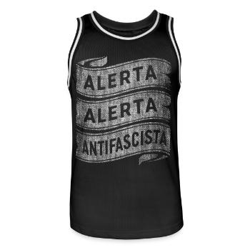 ALERTA ALERTA ANTIFASCHIST ANTIFASCHISTEN - Männer Basketball-Trikot - Schwarz/Weiß - Vorne - AI Model Male 185 dark (185cm)