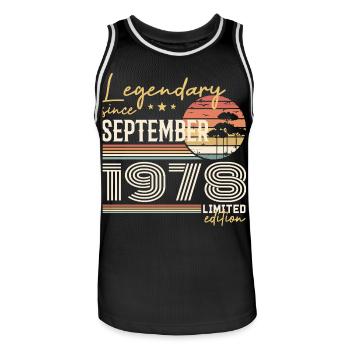 September 1978 Born in September 1978 September 1978 - Men's Basketball Jersey - black/white - Front - AI Model Male 185 dark (185cm)