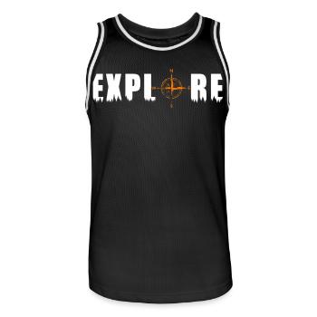 Explorez le motif avec une boussole - Maillot de basket Homme - noir/blanc - Devant - AI Model Male 185 dark (185cm)