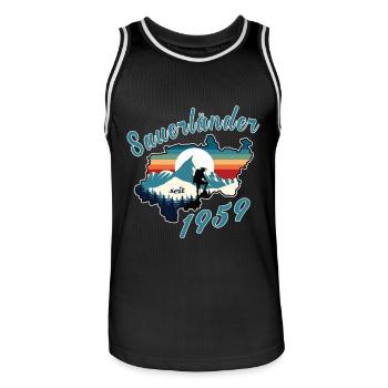 1959 anniversaire Sauerländer Original Retro Sunset - Maillot de basket Homme - noir/blanc - Devant - AI Model Male 185 dark (185cm)