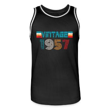 Millésime anniversaire 1957 - Maillot de basket Homme - noir/blanc - Devant - AI Model Male 185 dark (185cm)