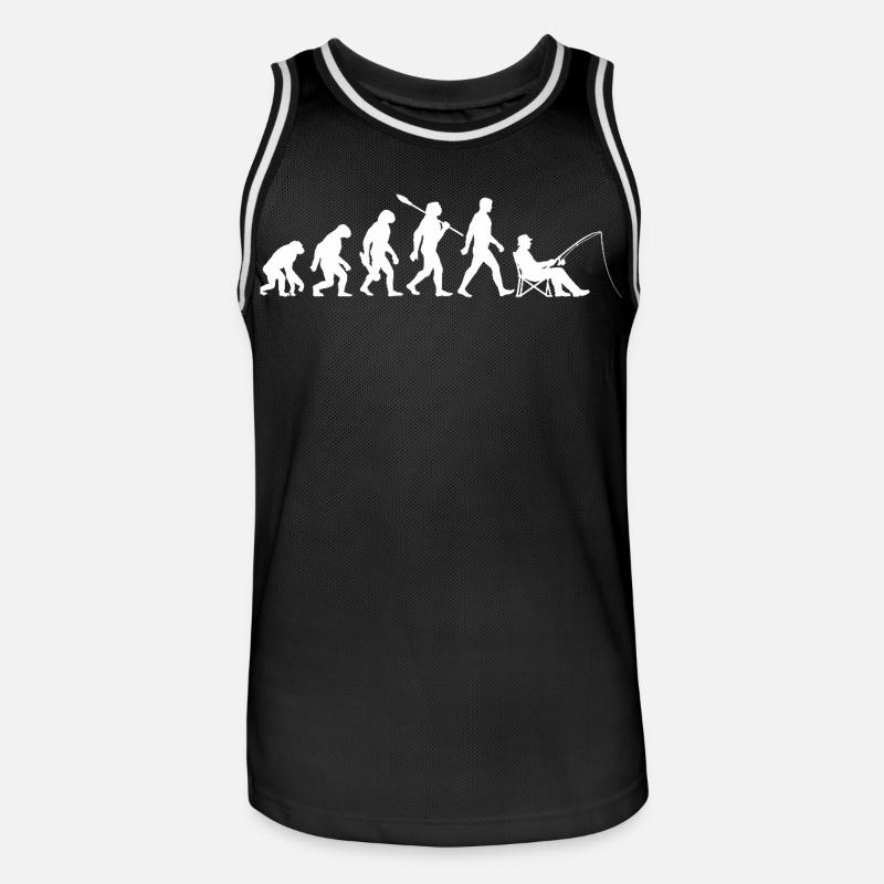 Evolution - Pêcheur, Cadeau de pêche - Maillot de basket Homme - noir/blanc