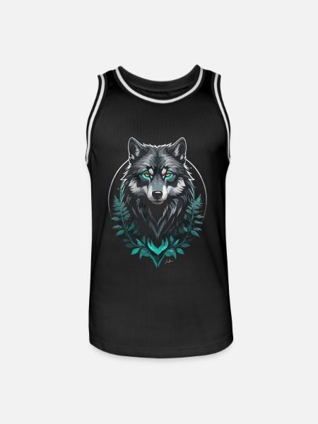 Forest Arctic Wolf - Men's Basketball Jersey - black/white