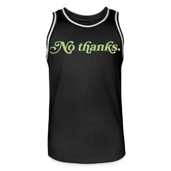 No thanks – Minimalistisches Statement - Männer Basketball-Trikot - Schwarz/Weiß - Vorne - AI Model Male 185 dark (185cm)