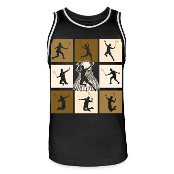 Badminton - Männer Basketball-Trikot - Schwarz/Weiß - Vorne - AI Model Male 185 dark (185cm)