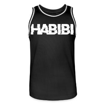 Habibi Schriftzug - Männer Basketball-Trikot - Schwarz/Weiß - Vorne - AI Model Male 185 dark (185cm)