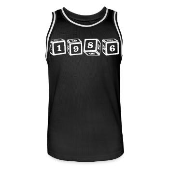 1976 50th Birthday - Men's Basketball Jersey - black/white - Front - AI Model Male 185 dark (185cm)