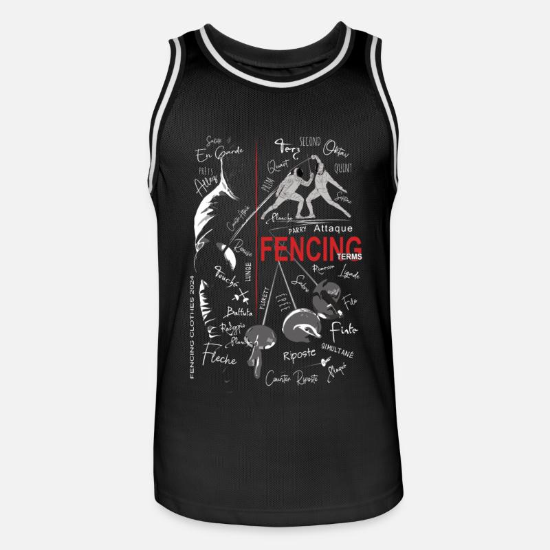 Fechten Begriffe Training Geschenk - Männer Basketball-Trikot - Schwarz/Weiß