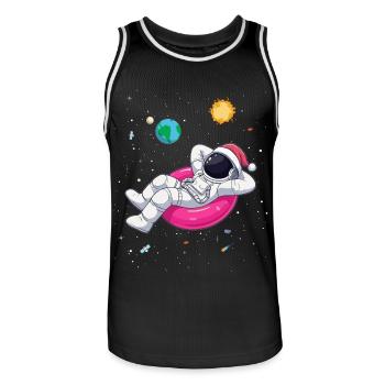 Weihnachts-Astronaut entspannt im All - Kosmische - Männer Basketball-Trikot - Schwarz/Weiß - Vorne - AI Model Male 185 dark (185cm)