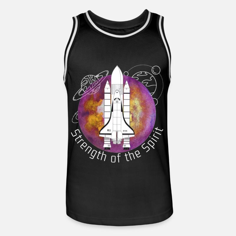 Space, Space shuttle, Planets - Men's Basketball Jersey - black/white