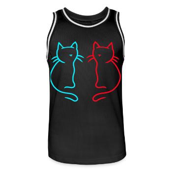 80 ' s 90 ' s rétro Vintage chat chats - Maillot de basket Homme - noir/blanc - Devant - AI Model Male 185 dark (185cm)