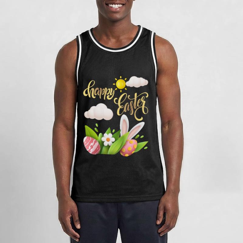 Happy-Easter Calligraphy, Easter Egg, Happy Easter Men's Basketball Jersey