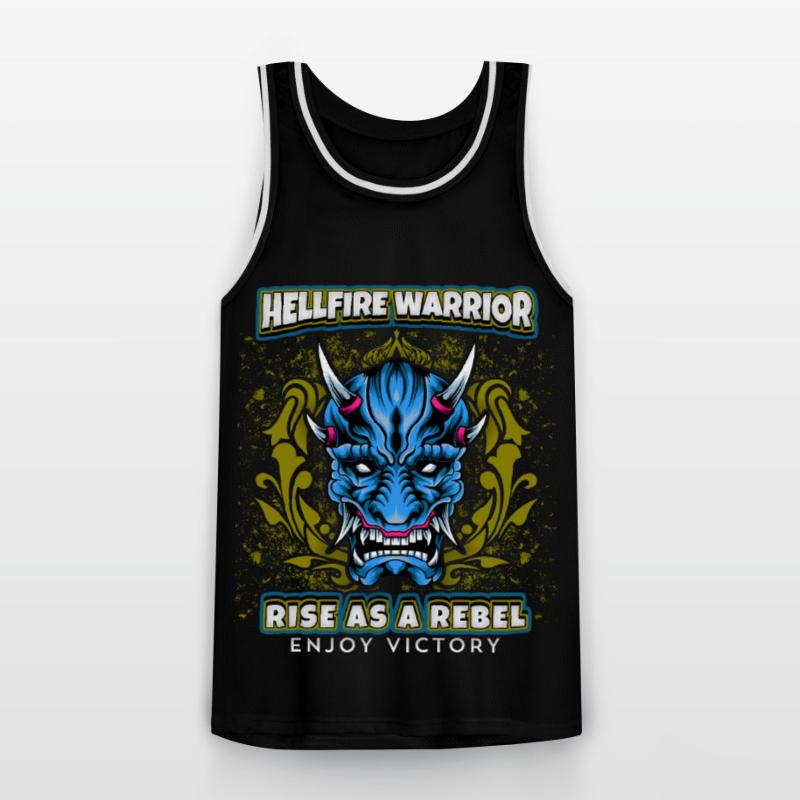 Devil Satan, Hellfire Warrior Saying, Comic Style Men's Basketball Jersey