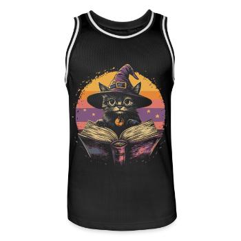 Cute Cat Witch Halloween - Men's Basketball Jersey - black/white - Front - AI Model Male 185 dark (185cm)