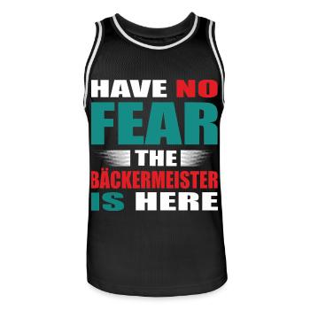 Have no Fear the Bäckermeister is here Outfit - Männer Basketball-Trikot - Schwarz/Weiß - Vorne - AI Model Male 185 dark (185cm)