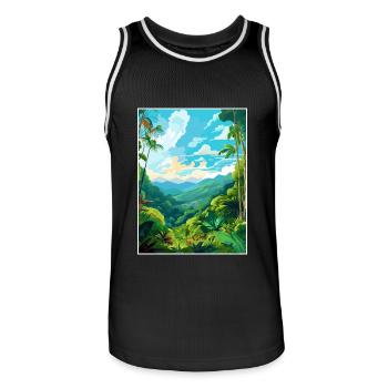 Amazone Rainforest Vintage voyage affiche Souvenir - Maillot de basket Homme - noir/blanc - Devant - AI Model Male 185 dark (185cm)
