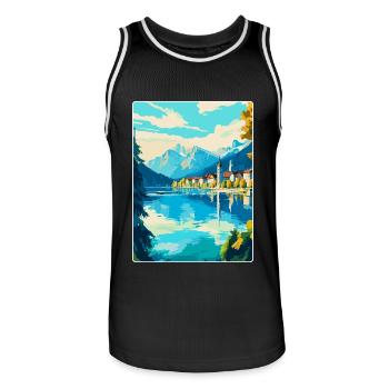 Lucerne Suisse Affiche de voyage vintage souvenir - Maillot de basket Homme - noir/blanc - Devant - AI Model Male 185 dark (185cm)