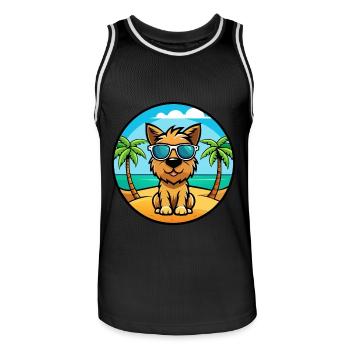Tenterfield Terrier Hunderasse Cartoon Sonnenbrille - Männer Basketball-Trikot - Schwarz/Weiß - Vorne - AI Model Male 185 dark (185cm)