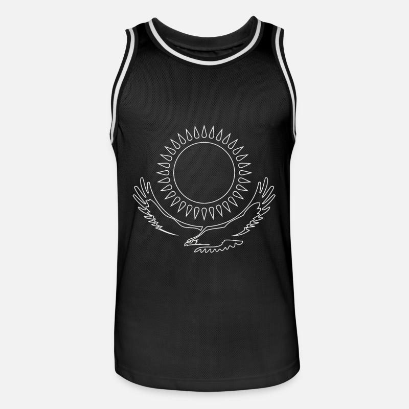 Linea bianca dell'aquila della steppa del Kazakistan Eagle Flag - Maglia da basket per uomo - nero/bianco