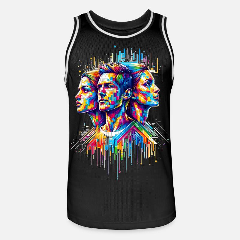 PixelPride - Pixel Pride - Männer Basketball-Trikot - Schwarz/Weiß