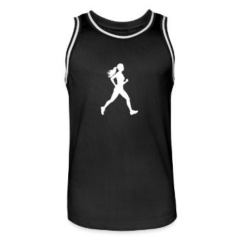 Running Marathon Woman Silhouette - Men's Basketball Jersey - black/white - Front - AI Model Male 185 dark (185cm)