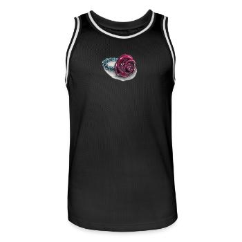 Rose heart with pearls - Men's Basketball Jersey - black/white - Front - AI Model Male 185 dark (185cm)