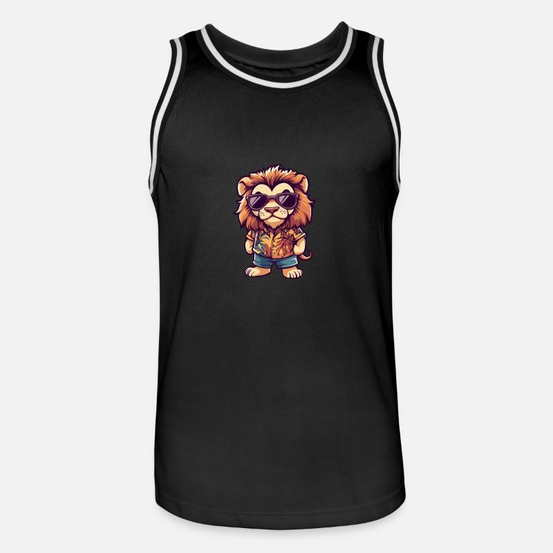 Löwe Comic Urlaub - Männer Basketball-Trikot - Schwarz/Weiß