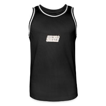 If anyone needs me, I'll be reading - Men's Basketball Jersey - black/white - Front - AI Model Male 185 dark (185cm)