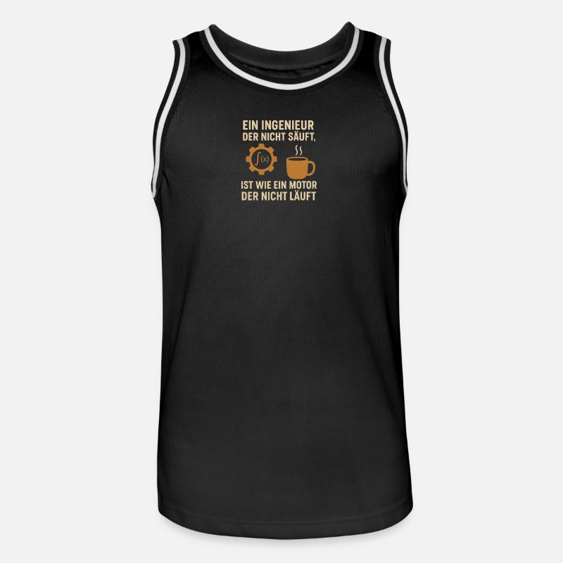 Ingénieur Humour Coffee Engine - Maillot de basket Homme - noir/blanc