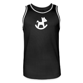 Silhouette de cheval à bascule - Maillot de basket Homme - noir/blanc - Devant - AI Model Male 185 dark (185cm)