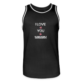 FÊTE DES MÈRES. BONNE FÊTE MAMAN. MAMAN. JE T'AIME - Maillot de basket Homme - noir/blanc - Devant - AI Model Male 185 dark (185cm)