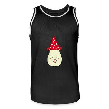 Champignon mouche agaric rouge avec visage - Maillot de basket Homme - noir/blanc - Devant - AI Model Male 185 dark (185cm)
