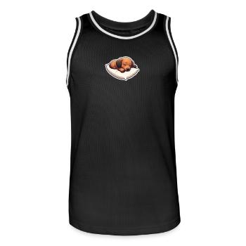 Sleepy wiener dog - Männer Basketball-Trikot - Schwarz/Weiß - Vorne - AI Model Male 185 dark (185cm)