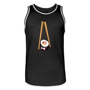 sushi - Men's Basketball Jersey - black/white - Front - AI Model Male 185 dark (185cm)